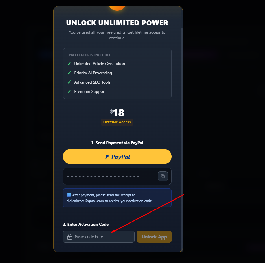 Step 2: Enter code