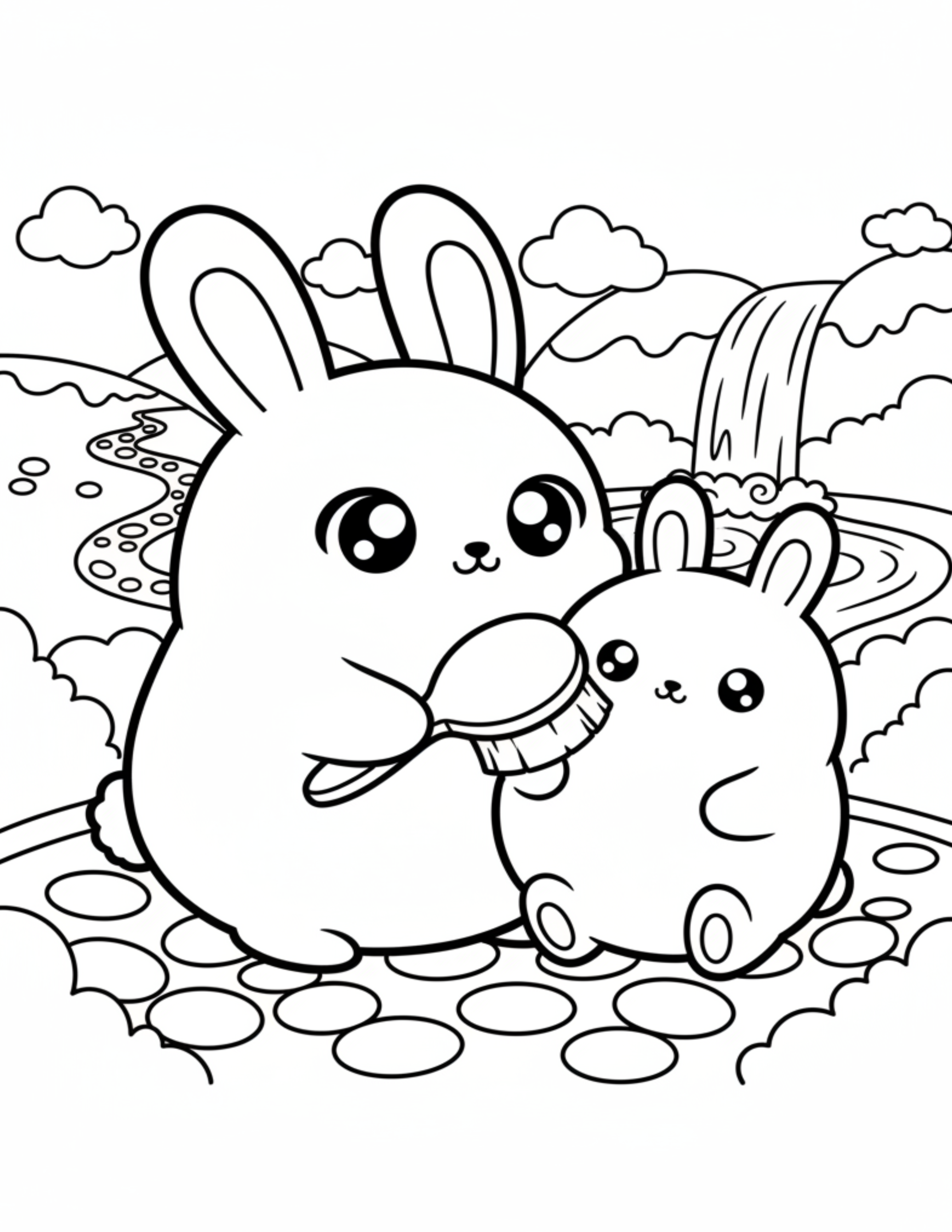 Page 5 Brushing The Soft Fur Of A Round Bunny Made Entirely Of Pink Cotton Candy Scaled